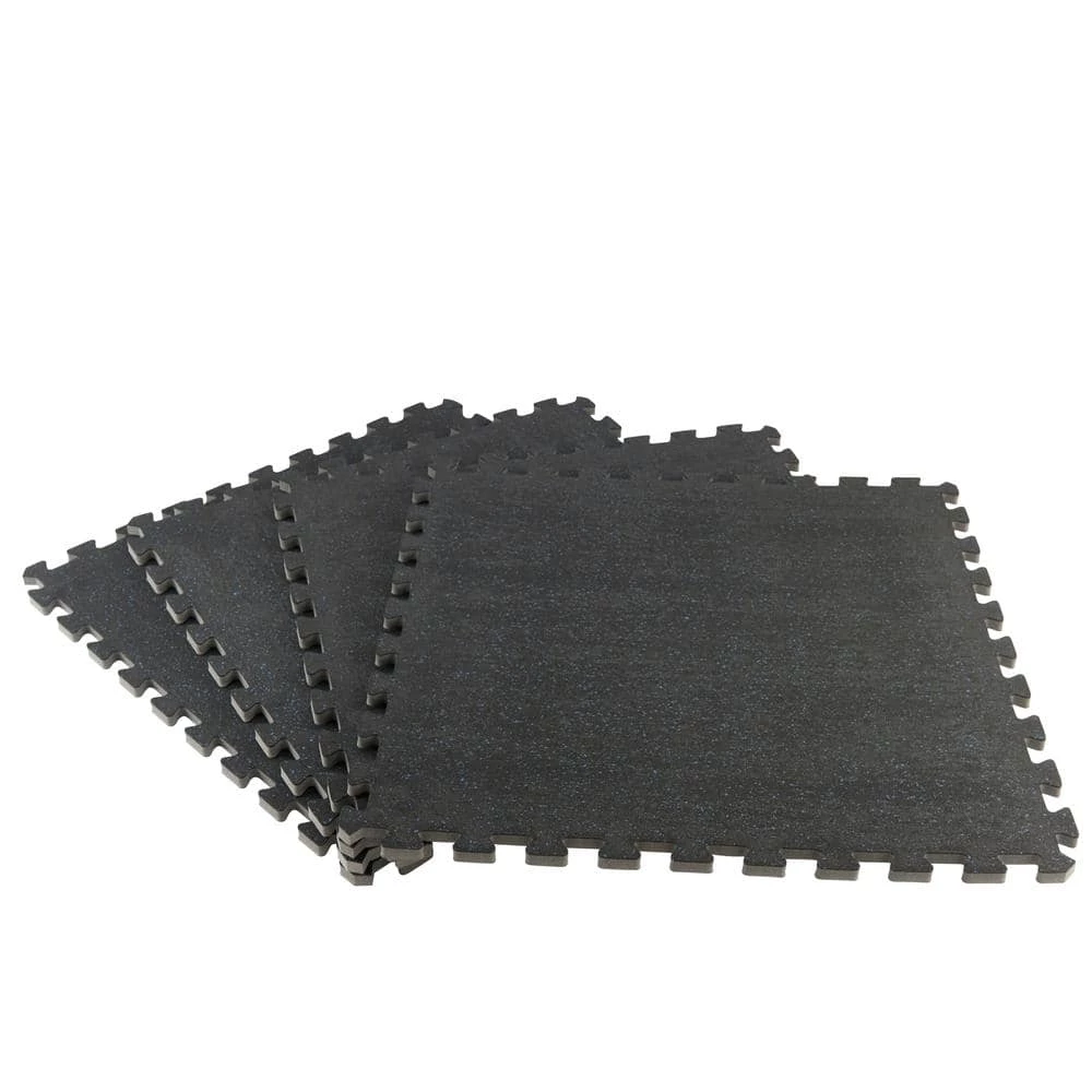 Black 25.2 in. x 25.2 in. x 0.68 in. Foam Shock Absorbing Gym Floor Tiles (4 Tiles/Pack) (17.64 sq. ft.) by TrafficMaster 3 Black 25.2 in. x 25.2 in. x 0.68 in. Foam Shock Absorbing Gym Floor Tiles (4 Tiles/Pack) (17.64 sq. ft.) by TrafficMaster