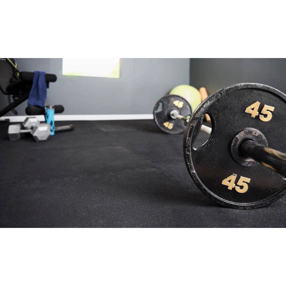 Black 25.2 in. x 25.2 in. x 0.68 in. Foam Shock Absorbing Gym Floor Tiles (4 Tiles/Pack) (17.64 sq. ft.) by TrafficMaster 4 Black 25.2 in. x 25.2 in. x 0.68 in. Foam Shock Absorbing Gym Floor Tiles (4 Tiles/Pack) (17.64 sq. ft.) by TrafficMaster - Image 2