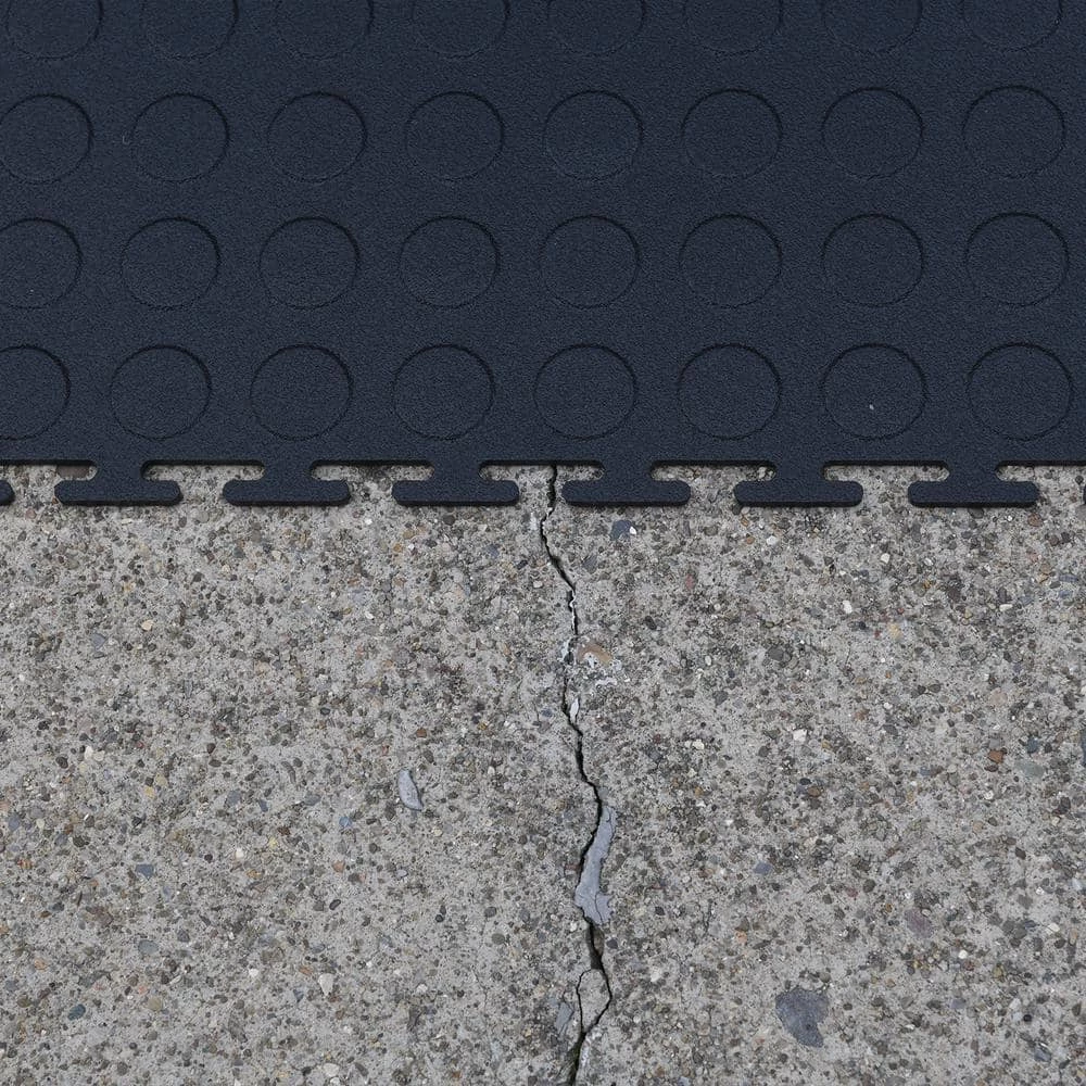 Black Raised Coin 18 in. x 18 in. x 3.1 mm Rubber Interlocking Modular Flooring Tiles, 6-Pack (13.5 sq. ft.) by TrafficMaster 5 Black Raised Coin 18 in. x 18 in. x 3.1 mm Rubber Interlocking Modular Flooring Tiles, 6-Pack (13.5 sq. ft.) by TrafficMaster - Image 3