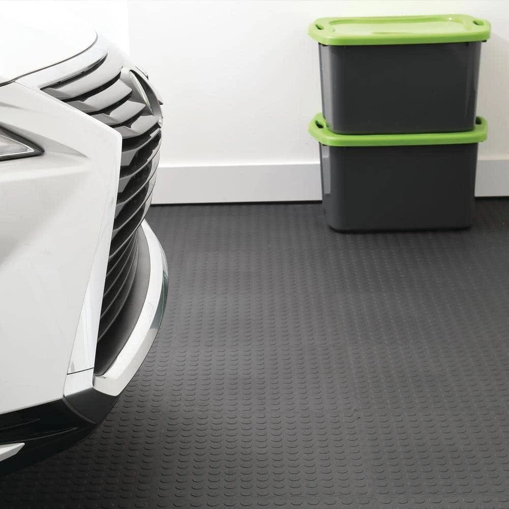 Black Raised Coin 18 in. x 18 in. x 3.1 mm Rubber Interlocking Modular Flooring Tiles, 6-Pack (13.5 sq. ft.) by TrafficMaster 7 Black Raised Coin 18 in. x 18 in. x 3.1 mm Rubber Interlocking Modular Flooring Tiles, 6-Pack (13.5 sq. ft.) by TrafficMaster - Image 5