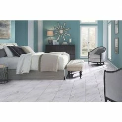 Carrara Marble 12 in. x 24 in. Peel and Stick Vinyl Tile (20 sq. ft. / case) by TrafficMaster -TrafficMaster Sales 2024 carrara marble trafficmaster vinyl tile ss1212 44 1000