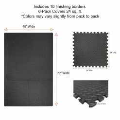 Dark Gray 24 in. x 24 in. x 0.47 in. Foam Interlocking Gym Floor Tiles (6 Tiles/Pack) (24 sq. ft.) by TrafficMaster -TrafficMaster Sales 2024 dark gray diamond plate finish with borders trafficmaster gym floor tiles tm1264 c3 1000