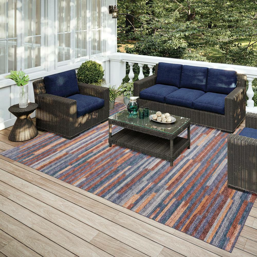 Modena Denim 10 ft. x 14 ft. Striped Area Rug by Addison Rugs 10 Modena Denim 10 ft. x 14 ft. Striped Area Rug by Addison Rugs - Image 8