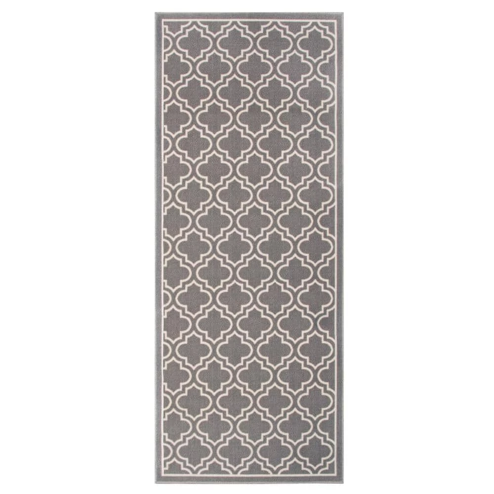 Trellis Grey 2 ft. x 5 ft. Trellis Polyester Accent Rug by TrafficMaster 5 Trellis Grey 2 ft. x 5 ft. Trellis Polyester Accent Rug by TrafficMaster - Image 3