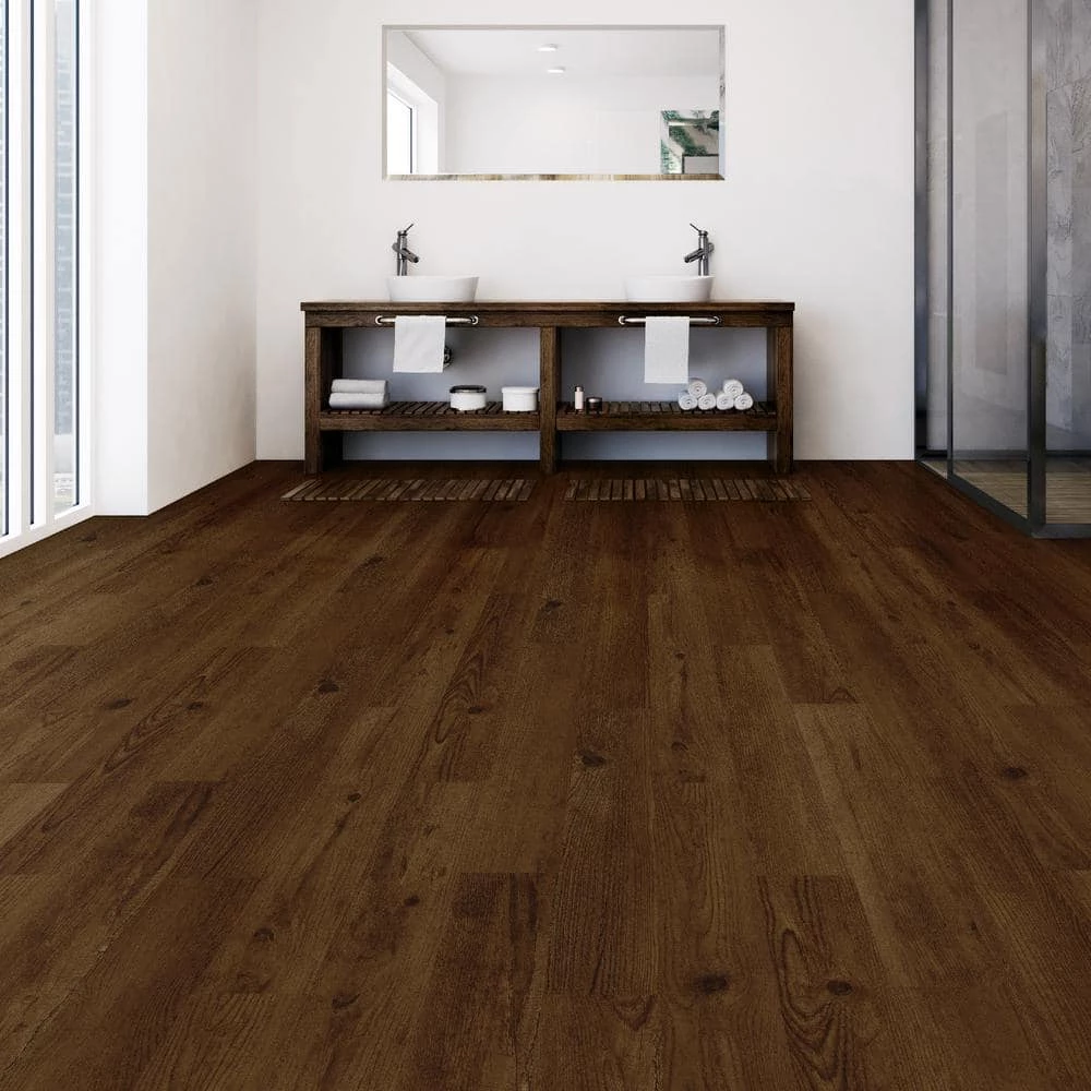6 in. W Hickory GripStrip Luxury Vinyl Plank Flooring (24 sq. ft./case) by TrafficMaster 4 6 in. W Hickory GripStrip Luxury Vinyl Plank Flooring (24 sq. ft./case) by TrafficMaster - Image 2
