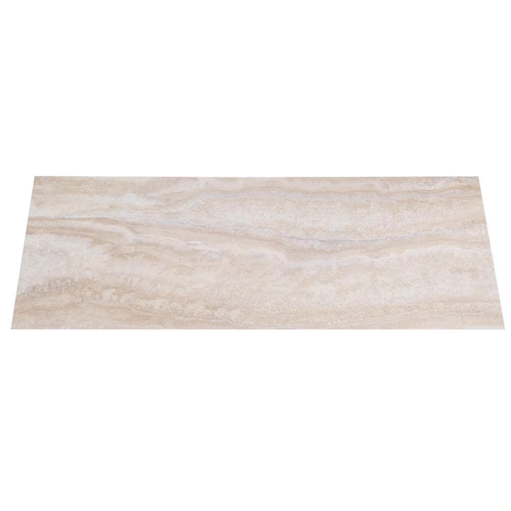 Light Grey 12 in. x 24 in. Travertine Peel and Stick Vinyl Tile Flooring (20 sq. ft. / case) by TrafficMaster 6 Light Grey 12 in. x 24 in. Travertine Peel and Stick Vinyl Tile Flooring (20 sq. ft. / case) by TrafficMaster - Image 4