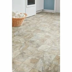 Neutral Square Slate Stone Residential Vinyl Sheet Flooring 12ft. Wide x Cut to Length by TrafficMaster -TrafficMaster Sales 2024 neutral slate trafficmaster vinyl sheet flooring u6920 258c990p144 40 1000