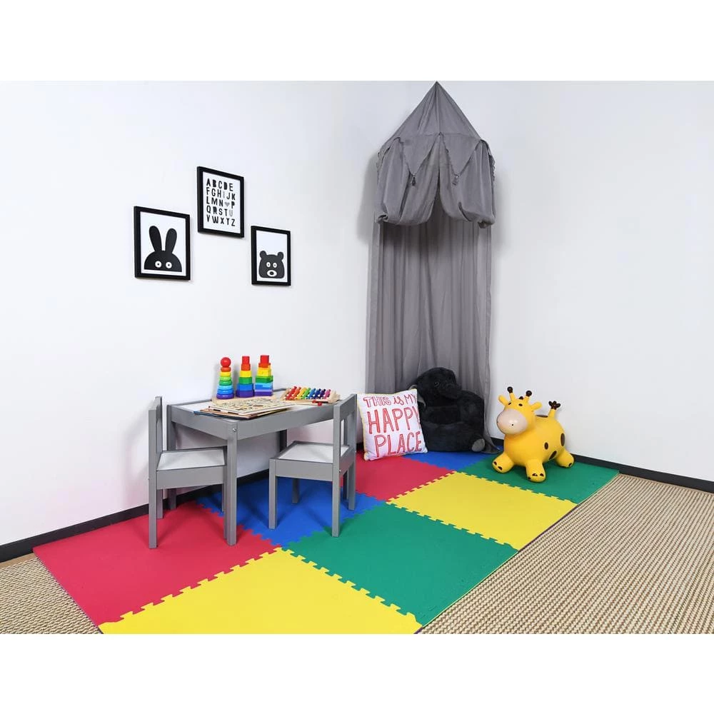 Primary Pastel 24 in. x 24 in. x 0.47 in. Foam Playroom Floor Tiles (4 Tiles/Pack) (16 sq. ft.) by TrafficMaster 4 Primary Pastel 24 in. x 24 in. x 0.47 in. Foam Playroom Floor Tiles (4 Tiles/Pack) (16 sq. ft.) by TrafficMaster - Image 2