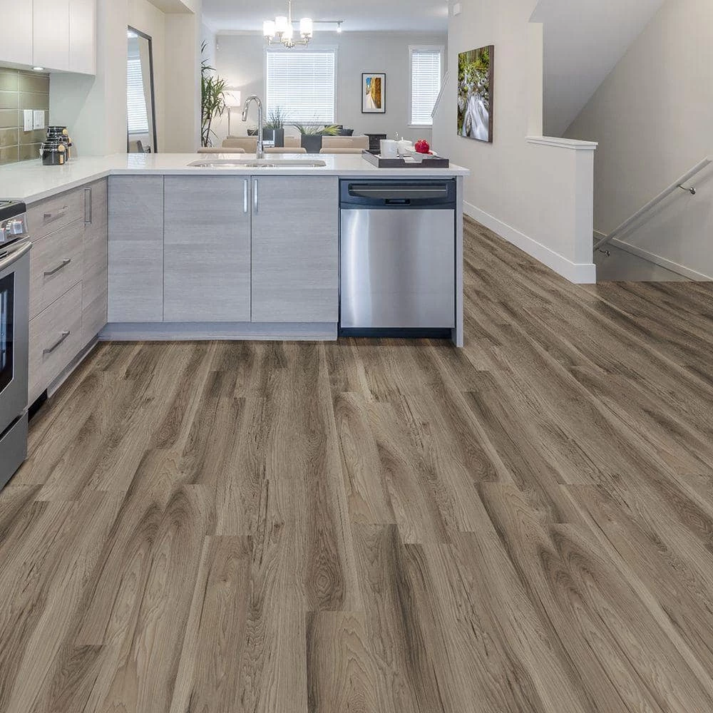 Weathered Stock Chestnut 6 in. W x 36 in. L Grip Strip Luxury Vinyl Plank Flooring (24 sq. ft. / case) by TrafficMaster 4 Weathered Stock Chestnut 6 in. W x 36 in. L Grip Strip Luxury Vinyl Plank Flooring (24 sq. ft. / case) by TrafficMaster - Image 2